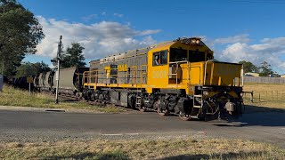 TasRail 2001 #55 train crossing Relbia Road