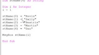 22. Introduction to Programming with VBA - Array Variables