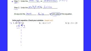 PreAlg 8-2 Solving Two Steps Part 1