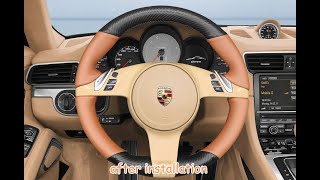 MEWANT---for Porsche 911 Boxster Cayman Cayenne Panamera Car Steering Wheel Cover Installation