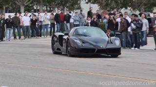 Black Ferrari ENZO leaving Cars and Coffee