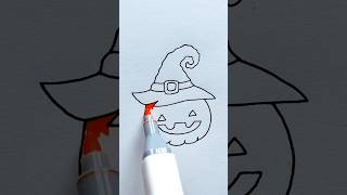 🎃 Cute Pumpkin with Witch Hat Drawing | Easy Halloween Art for Kids 🧙‍♀️✨