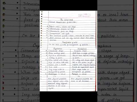 Class 12 Chemistry Solid State Handwritten Notes CBSE NCERT JEE NEET BSEB NOTES