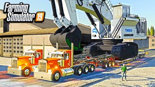 HEAVY HAULING GIANT EXCAVATOR! (TAKES 2 SEMIS AT ONCE!) | FARMING SIMULATOR 2019