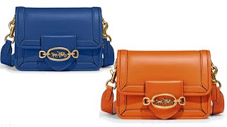 Coach bag. Hero Crossbody. Color brasspapaya, blue fin, black.