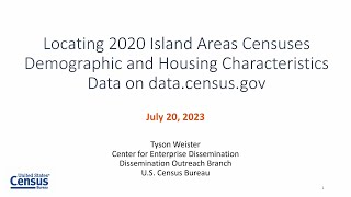 Locating 2020 Island Areas Censuses Demographic and Housing Characteristics Data on data.census.gov