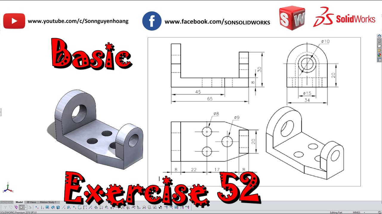 Tutorial Solidworks Basic Exercise 52 Youtube