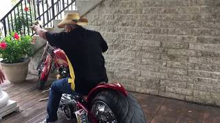 FUNNY! CRAZY MAN on NITRO MOTORCYCLE RIDES INTO RESTAURANT! AMAZING CHOPPER IS LOUD!