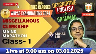 Class-1 | ENGLISH | WBPSC Miscellaneous Main \u0026 Clerkship Part-II | Arnab Sir | Note Book