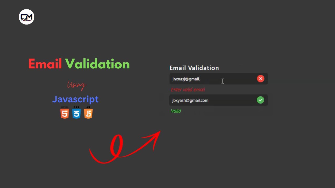 Email Validation JavaScript | JavaScript Form Validation Webpage Html ...