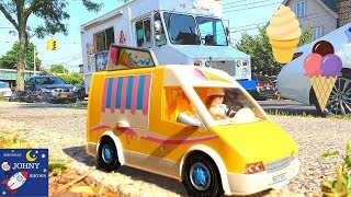 Playmobil Ice Cream Truck Toy \u0026 Real Mr Softee NYC Ice Cream Truck For Kids