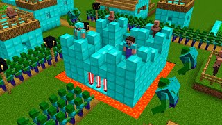 Minecraft NOOB vs PRO battle: DIAMOND NOOB VILLAGE WAS ATTACKED BY ZOMBIES!