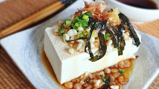 Hiyayakko with Tempura bits \u0026 Hiyayakko sauce. (Japanese Chilled Tofu / Cold tofu Recipe)天かす冷奴のレシピ