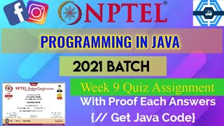 Programming In Java | Week 9 Answers 2021 | NPTEL ||