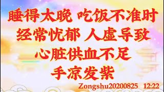 卢台长开示：睡得太晚，吃饭不准时，经常忧郁，人虚导致心脏供血不足，手凉发紫Zongshu20200825   12:22