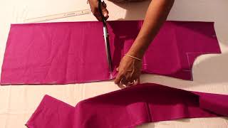 சிம்பிள் நெக் டிசைன் லைனிங் சுடி கிட்டிங் || Simple Neck Design Lining Chudi Cutting in Tamil