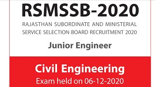 RSMSSB JE 2020 CIVIL ENGINEERING PAPER SOLUTION BY MADE EASY