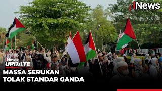 Massa Aksi Bela Palestina di Depan Kedubes AS Serukan Tolak Standar Ganda