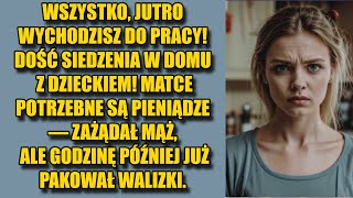 Wszystko, jutro wychodzisz do pracy! Dość siedzenia w domu z dzieckiem! Matce potrzebne są pieniądze