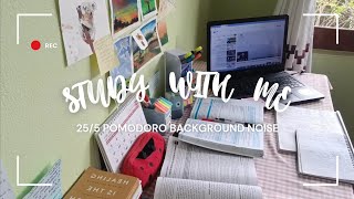 2 HOUR STUDY WITH ME | Background noise, 25/5 pomodoro, no music