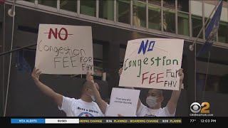 Ride-share workers protest congestion pricing
