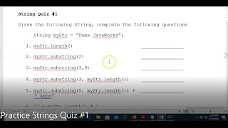 JAVA - Lesson #114 - APCSA - Practice Strings Quiz #1