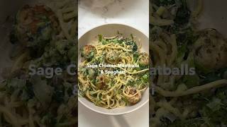 Sage chicken meatballs \u0026 spaghetti #fitness #gymfood #highprotein #lowcalorie #recipes 🍝