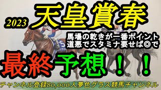 【最終予想】2023天皇賞春！馬場の回復具合が大事になってしまう1戦！本命馬は道悪ならば有利に！※コメント欄に当日の追記をしました