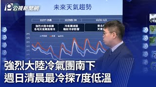 強烈大陸冷氣團南下 週日清晨最冷探7度低溫｜20241227 公視晚間新聞