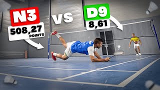 Un N3 contre un D9 au Badminton ! (Je Souffre 🥵)