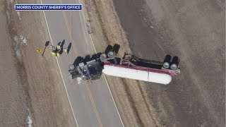 Anhydrous ammonia tanker rollover closes part of US Highway 56