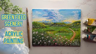 Green field Acrylic Painting | Step by Step | Acrylic Painting Ideas #40