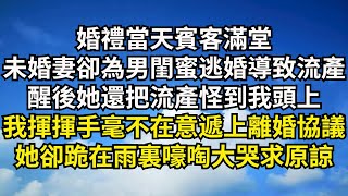 婚禮當天賓客滿堂，未婚妻卻為了男閨蜜逃婚導致流產，醒後她還把流產怪到我頭上，我揮揮手毫不在意遞上離婚協議，她卻跪在雨裏嚎啕大哭求原諒【清風與你】#深夜淺讀 #花開富貴#一口氣看完#小說