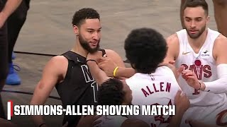 SHOVING MATCH 😱 Tempers flare between Ben Simmons and Jarrett Allen | NBA on ESPN