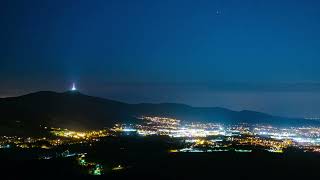 Night timelapse of liberec city and jested tower with lights of traffic FREE STOCK VIDEO