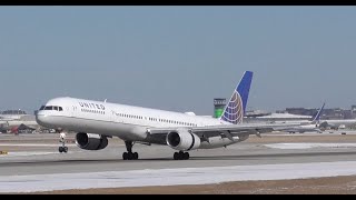 UNITED 757-300 Uses Aerodynamic Breaking and Performs a Wheelie