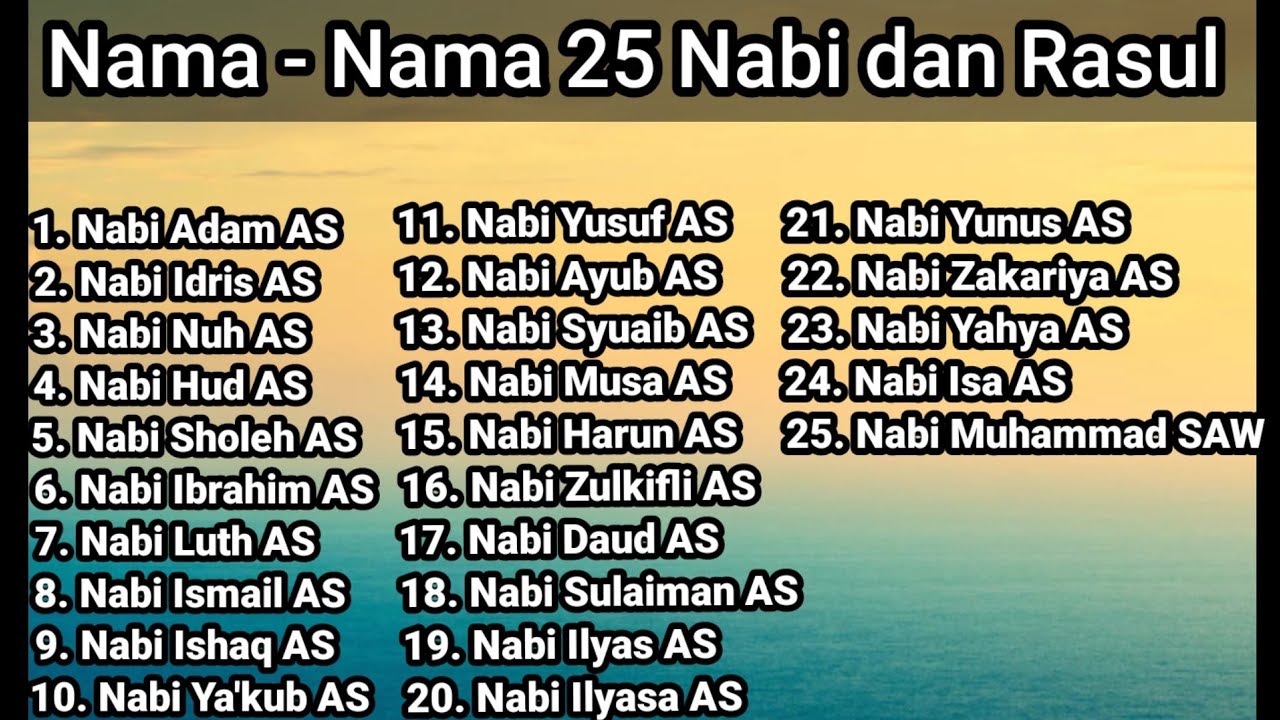 Cara Cepat Menghafal Nama-nama 25 Nabi Dan Rasul Yang Wajib Diketahui ...