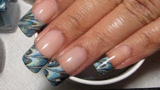 French Tip | Water Marble March 2013 #7 | DIY Nail Art Tutorial