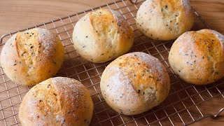 Homemade black sesame french rolls｜黑芝麻法式麵包球｜黒ゴマ風味のフランスパン