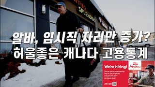 허울만 좋은 캐나다 일자리 통계?  느는 것은 알바 임시직뿐