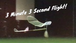 Rubber Powered Stick Model - 3:03 Flight in the Schenectady Armory!