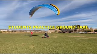 Paramotor Training Students Practice Ground Taxi