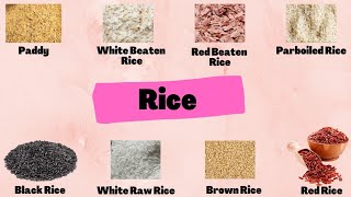 Rice | Rice Names in Tamil \u0026 English | English Tamil Dictionary | Grains | அரிசி வகைகள்