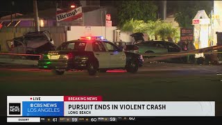 Brief pursuit ends in violent crash