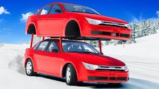 Strangest Cars Down a Slippery Mountain! (BeamNG)