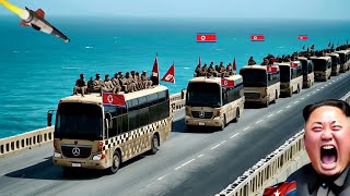 2 hours ago! 800 North Korean buses carrying elite soldiers to Russia destroyed