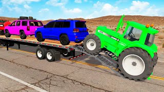 Flatbed Truck Mcqueen | Transportation with Truck - Pothole vs Car #32 - BeamNG.Drive