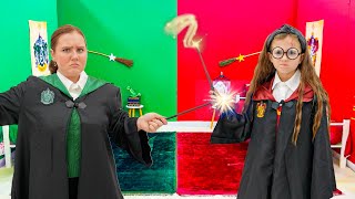 Ruby and Bonnie Hogwarts Room Gryffindor vs Slytherin