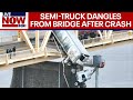 Louisville Bridge: Driver rescued after semi-truck dangles from bridge | LiveNOW from FOX