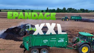 TROIS EPANDEUR TEBBE pour un chantier XXL d'épandage ! FULL JOHN DEERE !